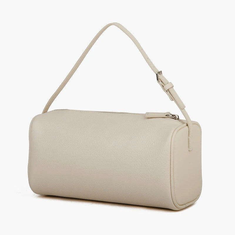 Donna-in Full Grained Calfskin Mini Handbag for Women Real Leather with Shoulder Strap Barrel-shaped Crossbody Purses