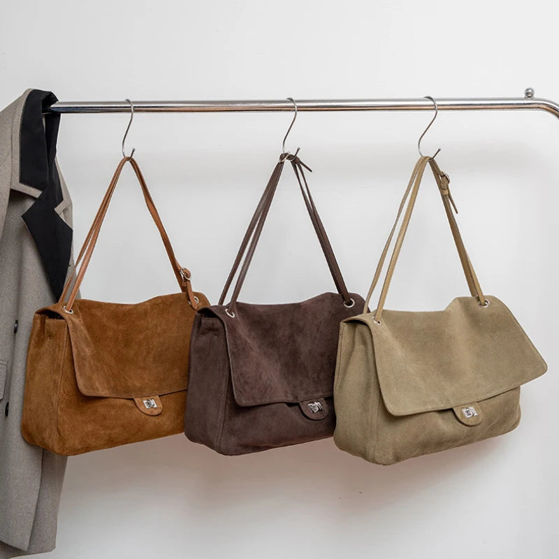 2026 Brand Designer Flap Lock Shoulder Bags Women Genuine Leather Large Capacity Lady Tote Bag INS Fashion Commute Messenger Bag