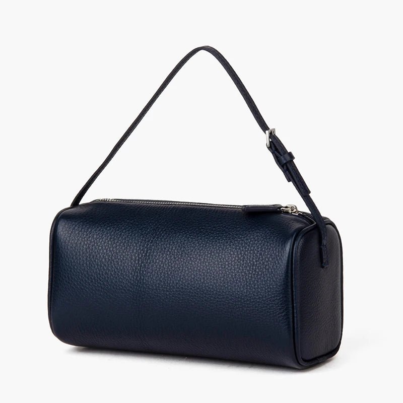 Donna-in Full Grained Calfskin Mini Handbag for Women Real Leather with Shoulder Strap Barrel-shaped Crossbody Purses