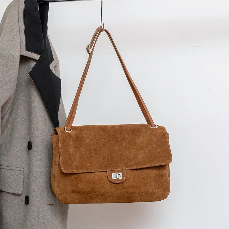 2026 Brand Designer Flap Lock Shoulder Bags Women Genuine Leather Large Capacity Lady Tote Bag INS Fashion Commute Messenger Bag