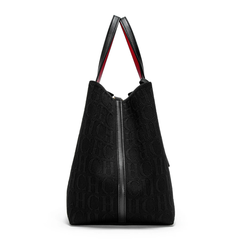 CHCH Tote Bag New Large Capacity Black Simple Knitted Shopping Bag 27*20*28cm