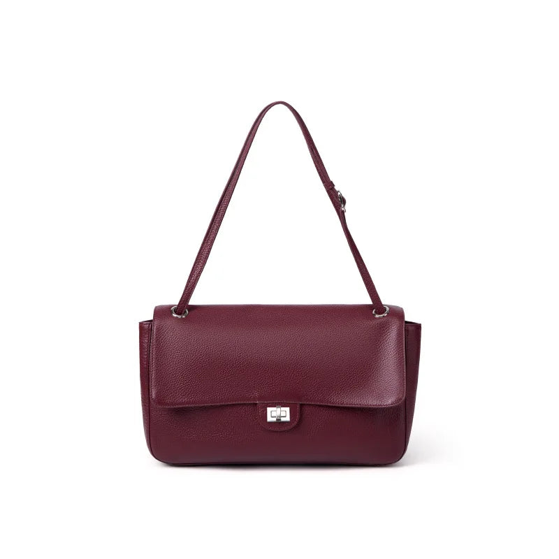 2026 Brand Designer Flap Lock Shoulder Bags Women Genuine Leather Large Capacity Lady Tote Bag INS Fashion Commute Messenger Bag