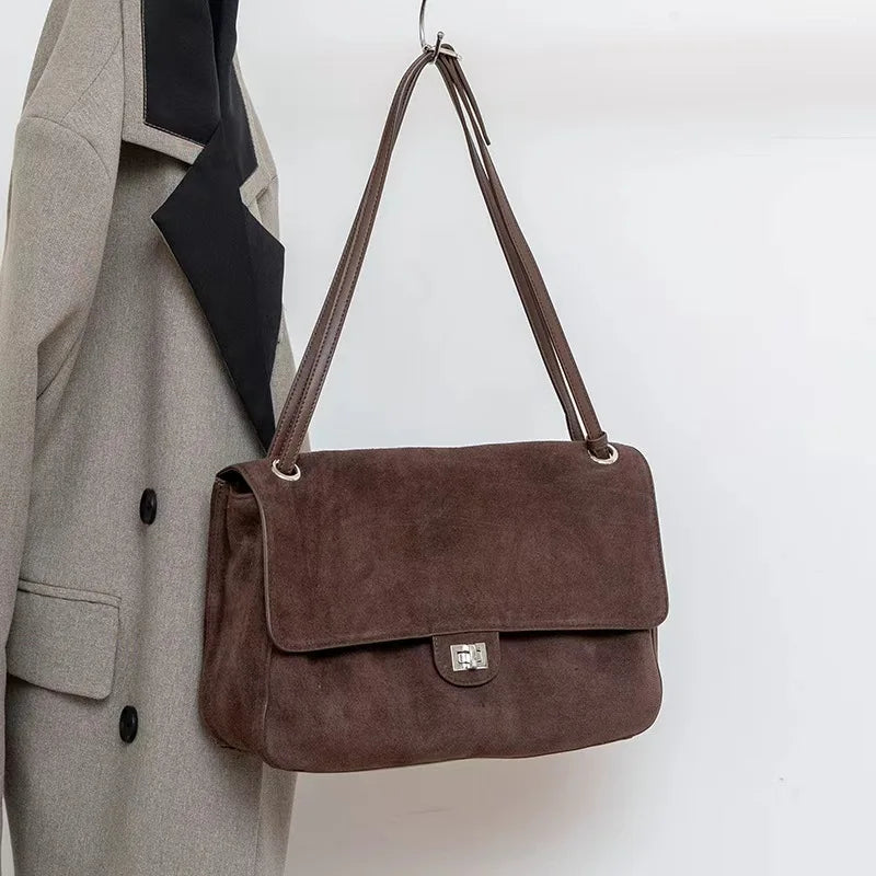 2026 Brand Designer Flap Lock Shoulder Bags Women Genuine Leather Large Capacity Lady Tote Bag INS Fashion Commute Messenger Bag