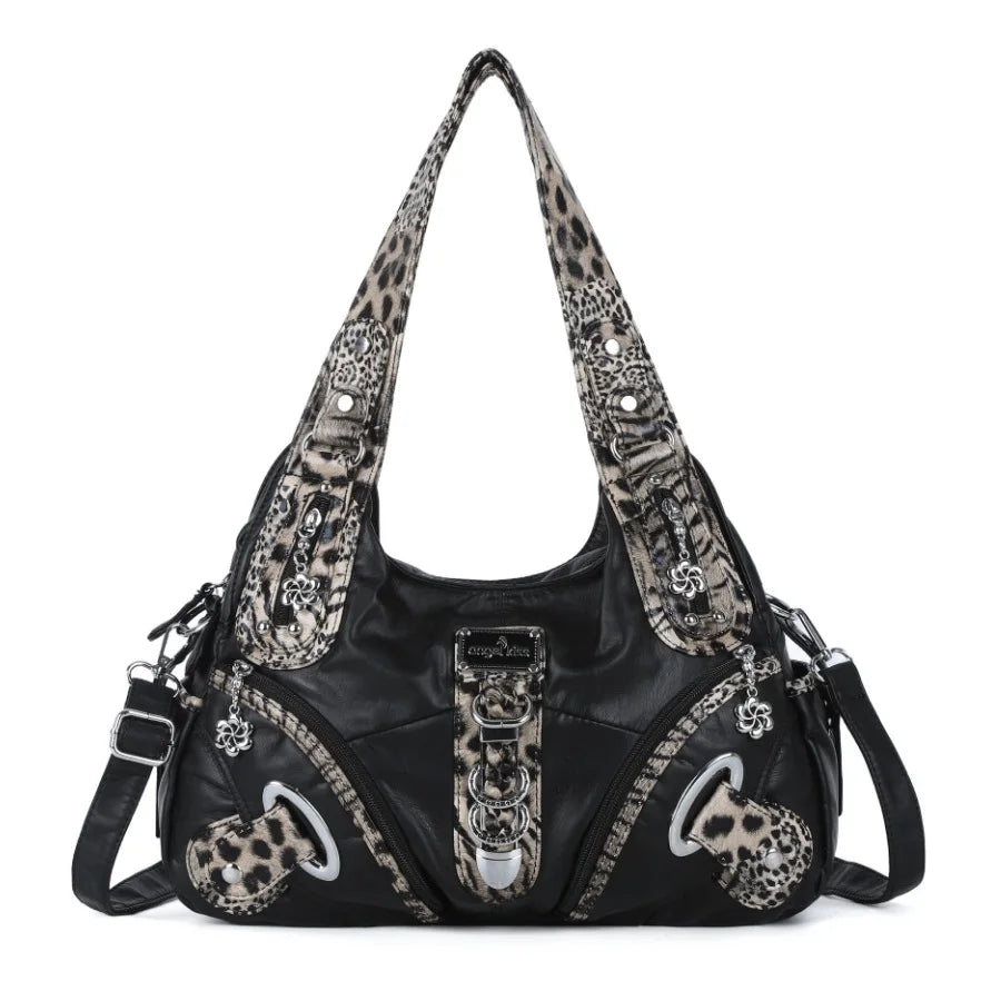 Women Handbags Leopard Bag Top-handle Handbag Fashion Satchel Dumpling Pack Shoulder Bag Tote Bag Hobos Large Purse