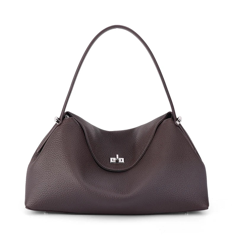Women's Genuine Leather Handbag Fashionable Retro Designer Luxury Bag High-Quality Cowhide Large Capacity Casual Shopping Bag