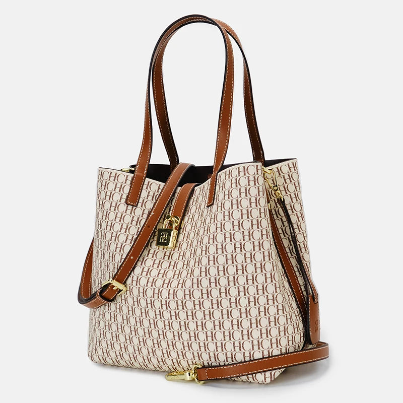 CH Women's Large Capacity Handbag Daily Commuting High-end Versatile PU Material Letter Printed Design Women's Crossbody Bag