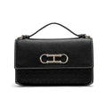 CH Premium Leather Handbag Monogram Embossing Metallic Clasp Portable Handle Structured Silhouette Ideal Office Evening Events