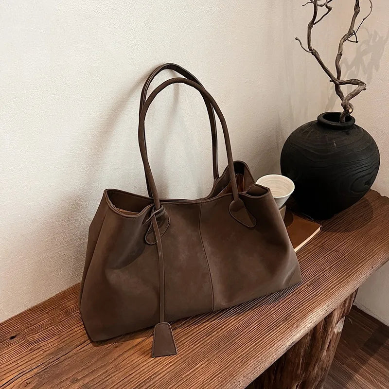Autumn Winter All-match Bowling Shoulder For Women Horizontal Square Cowhide Vintage Tote Noble Handbag Large Capacity Shopper