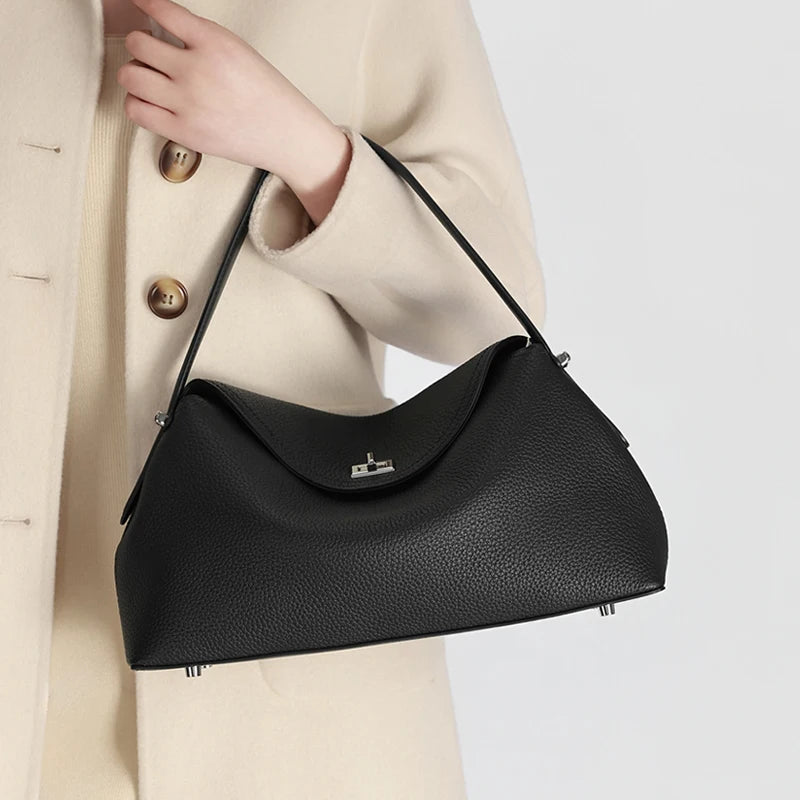 Women's Genuine Leather Handbag Fashionable Retro Designer Luxury Bag High-Quality Cowhide Large Capacity Casual Shopping Bag