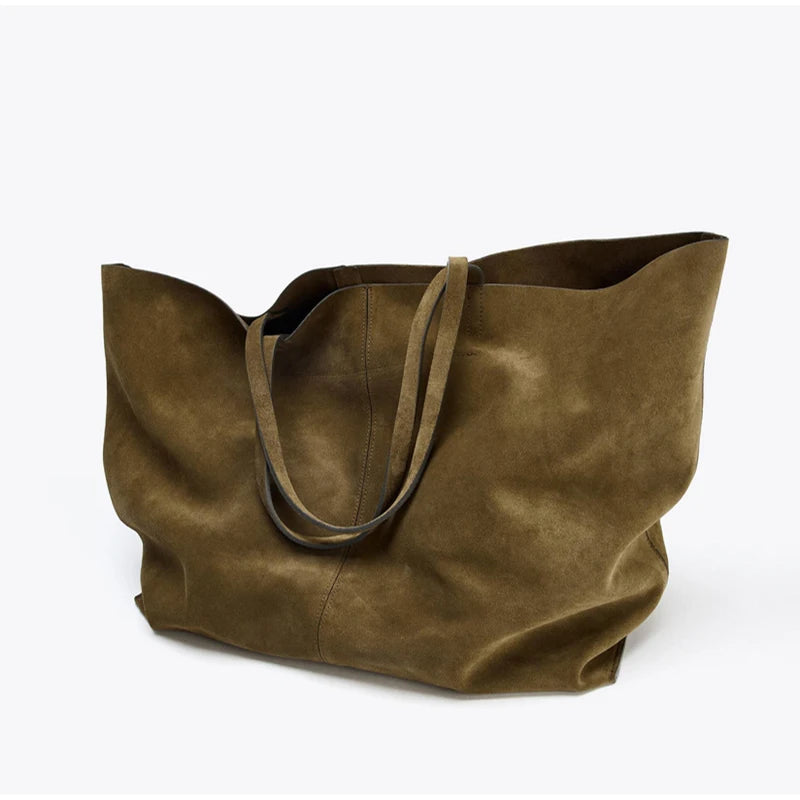 Autumn Winter All-match Bowling Shoulder For Women Horizontal Square Cowhide Vintage Tote Noble Handbag Large Capacity Shopper