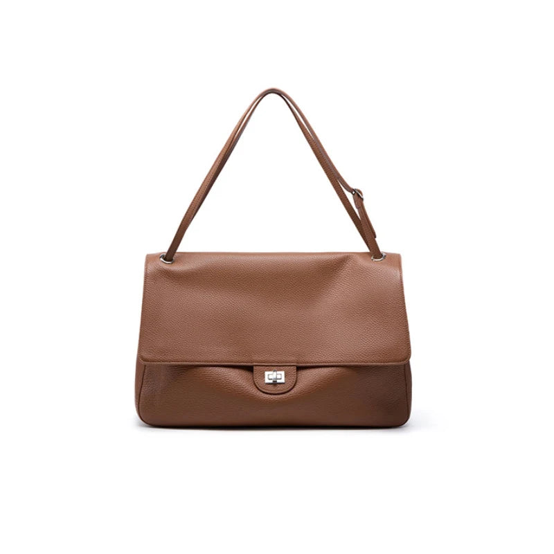 2026 Brand Designer Flap Lock Shoulder Bags Women Genuine Leather Large Capacity Lady Tote Bag INS Fashion Commute Messenger Bag