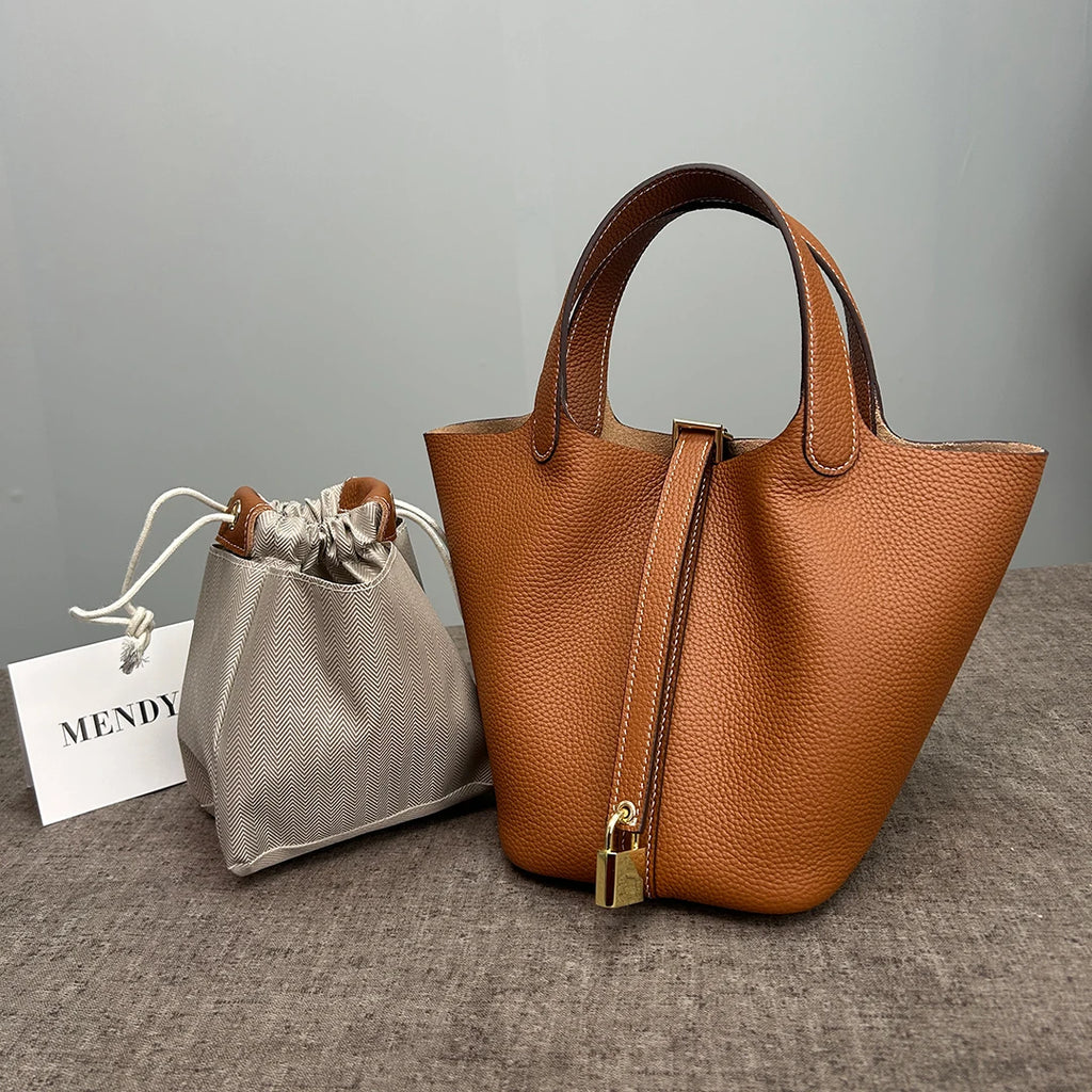 MENDY Women Bags Handbags Bucket Bag 18/22 Big Small Fashion Tote Bag Genuine Leather Luxury Quality Designers Lady Hand Bags