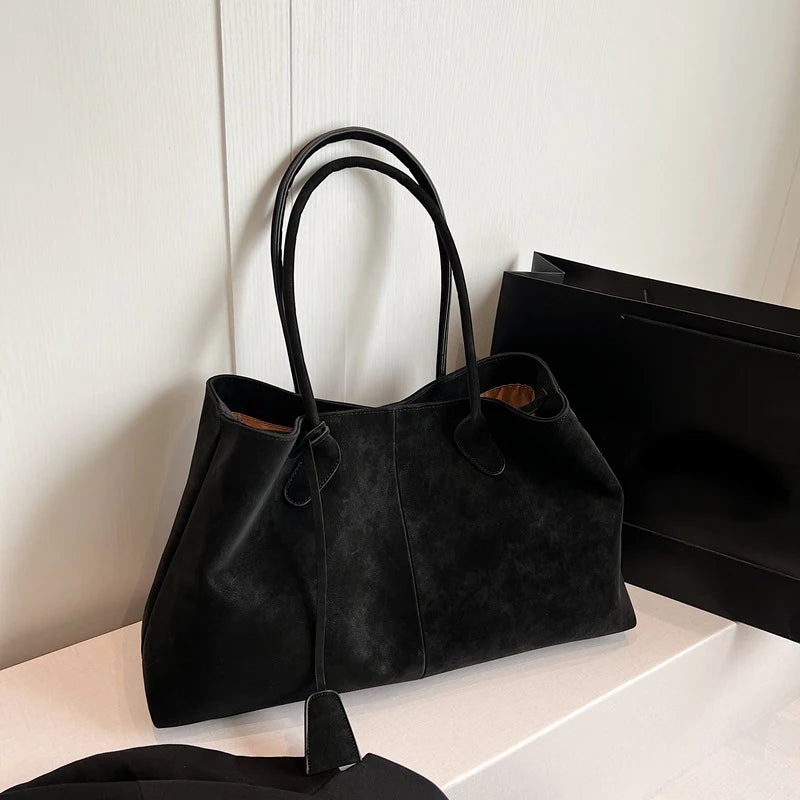 Autumn Winter All-match Bowling Shoulder For Women Horizontal Square Cowhide Vintage Tote Noble Handbag Large Capacity Shopper