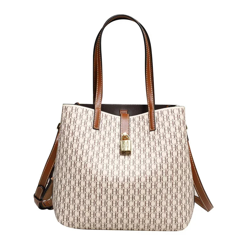 CH Women's Large Capacity Handbag Daily Commuting High-end Versatile PU Material Letter Printed Design Women's Crossbody Bag