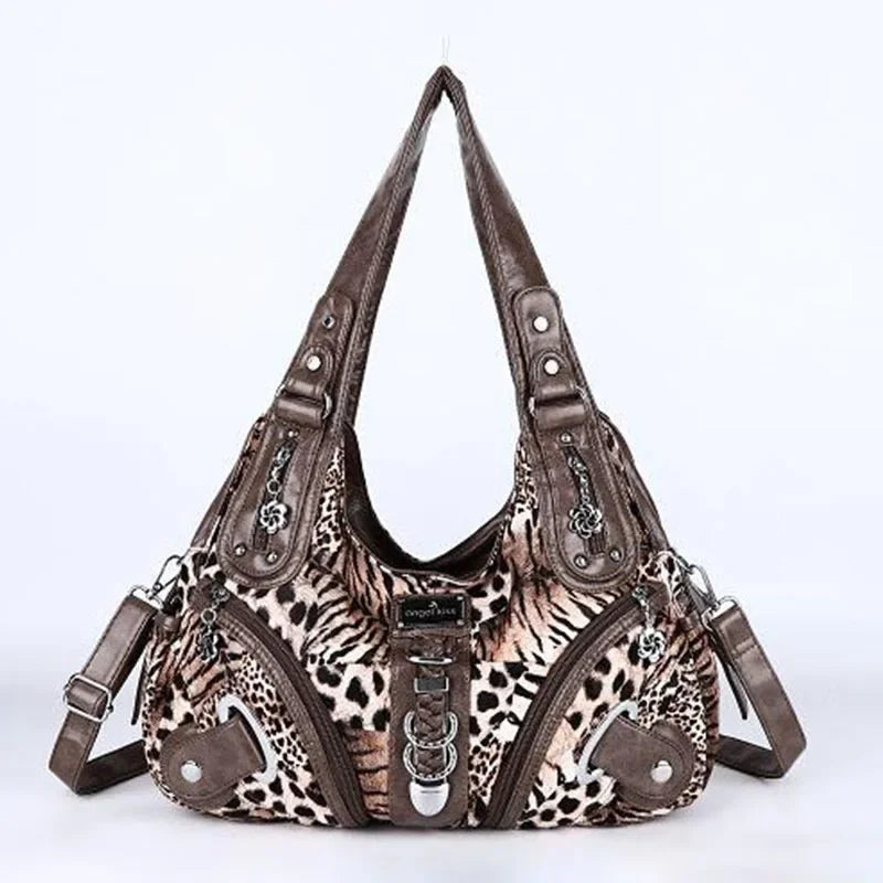 Women Handbags Leopard Bag Top-handle Handbag Fashion Satchel Dumpling Pack Shoulder Bag Tote Bag Hobos Large Purse