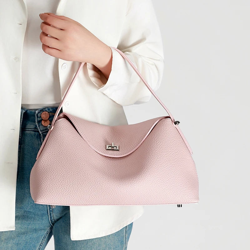 Women's Genuine Leather Handbag Fashionable Retro Designer Luxury Bag High-Quality Cowhide Large Capacity Casual Shopping Bag