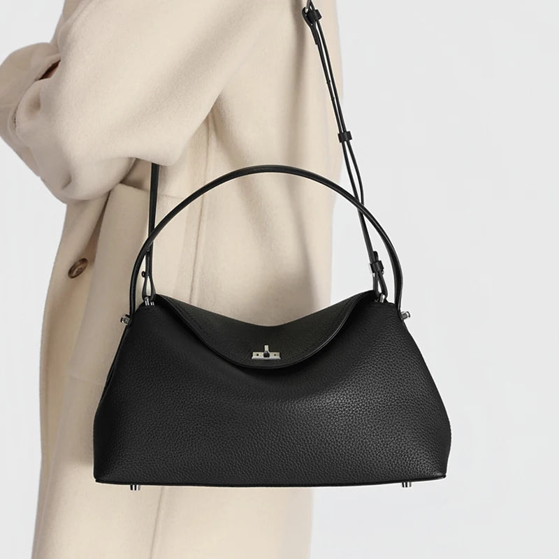 Women's Genuine Leather Handbag Fashionable Retro Designer Luxury Bag High-Quality Cowhide Large Capacity Casual Shopping Bag