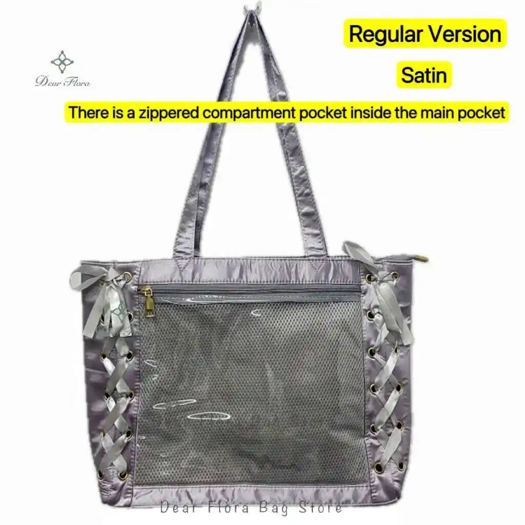 Japanese Sweet Women Ribbon Ita Bag Cute Lolita Girl Transparent Handbags Fashion Large Capacity Tote Bag Aesthetic Shoulder Bag.