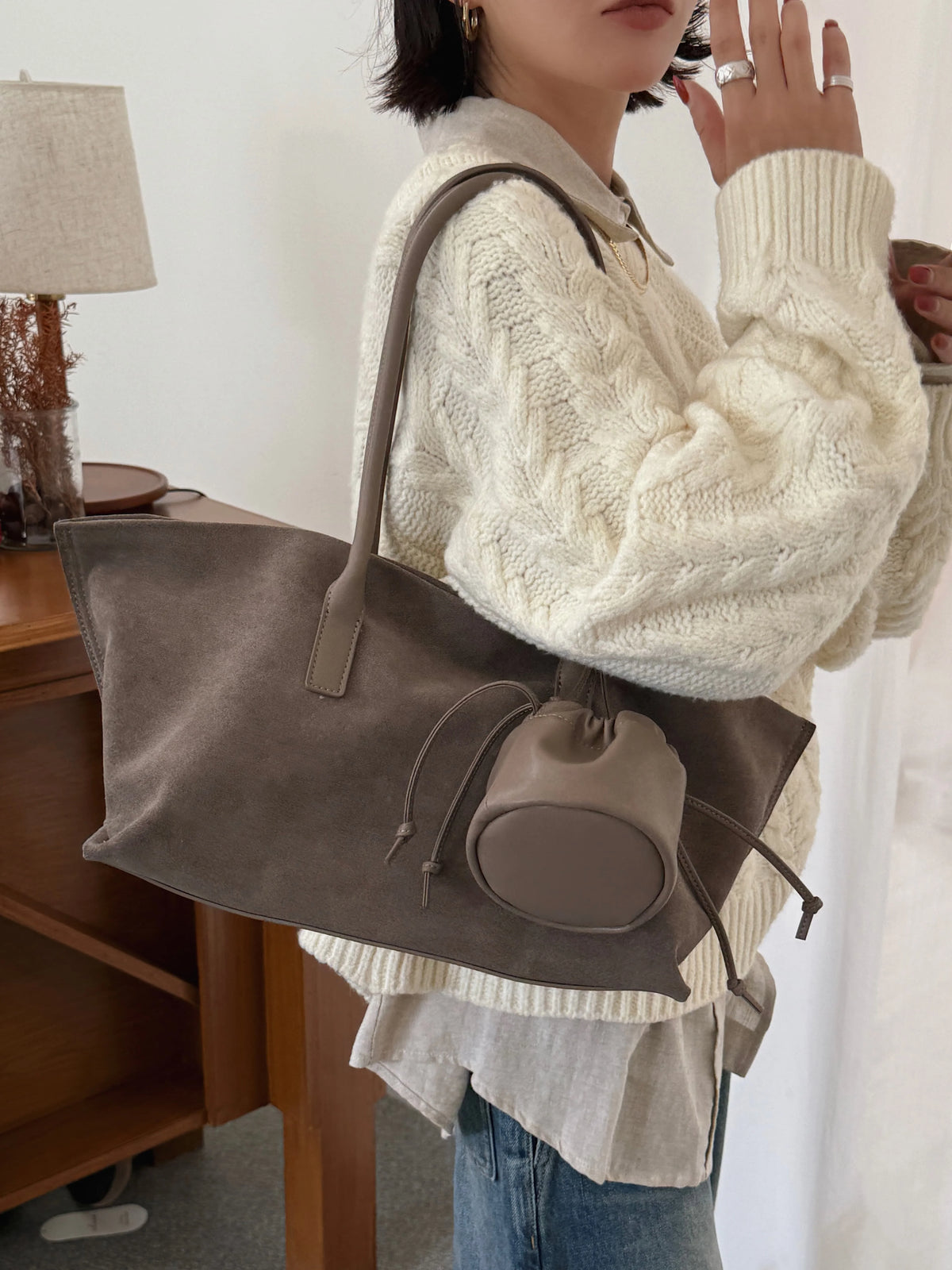 Motingsome Oversized Suede Tote Bag Women Shoulder Handbag and Purses Luxury Design Bags Roomy Casual Tote Large Capacity New In
