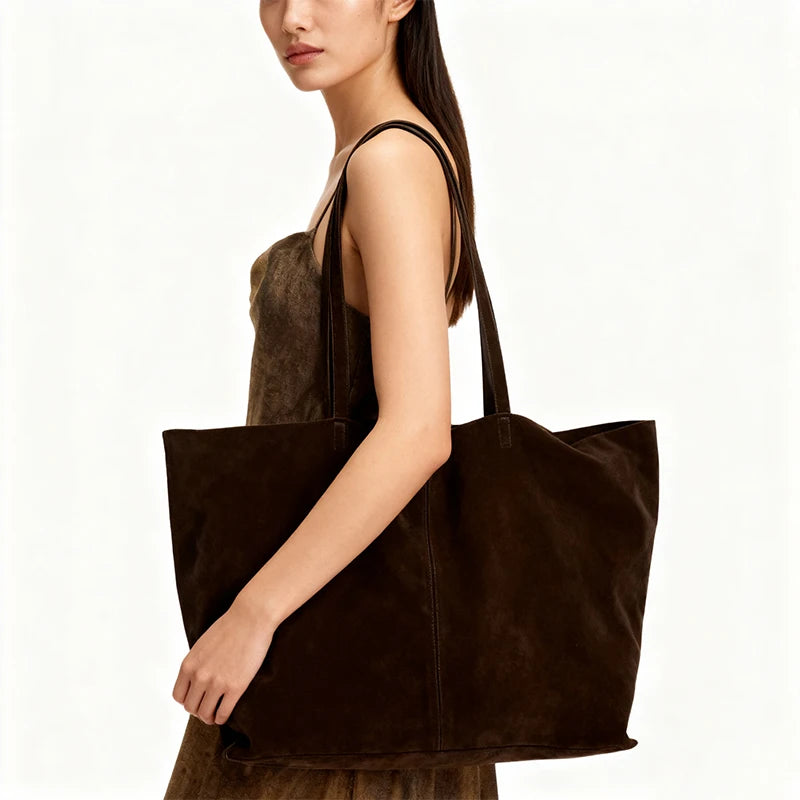 Autumn Winter All-match Bowling Shoulder For Women Horizontal Square Cowhide Vintage Tote Noble Handbag Large Capacity Shopper