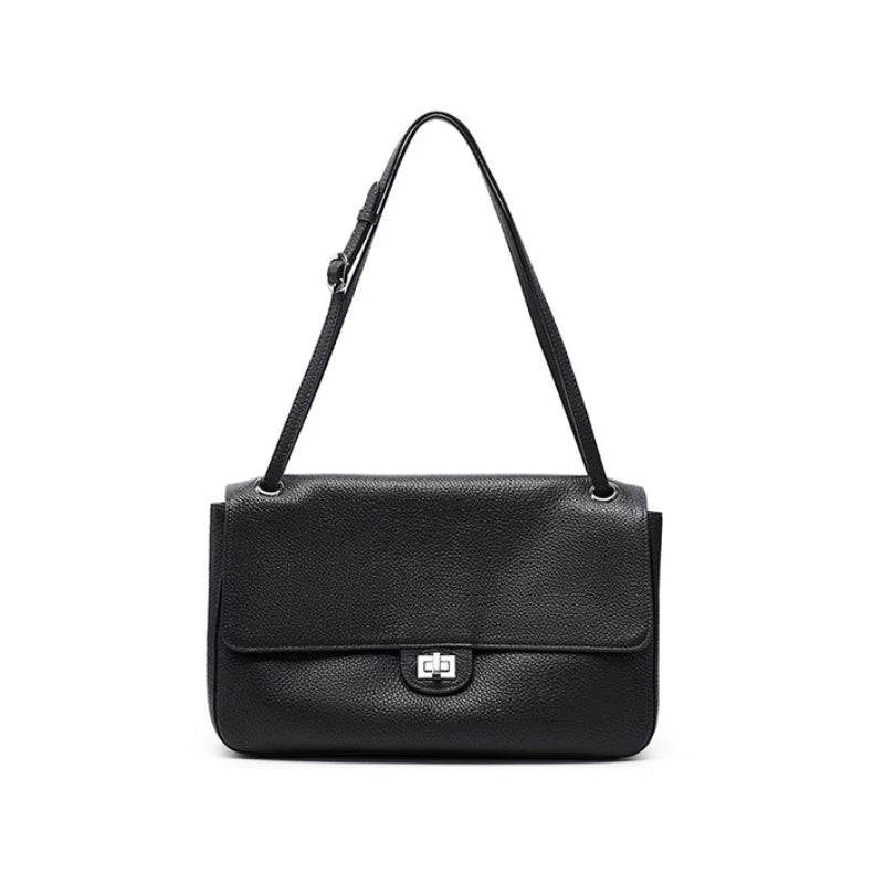 2026 Brand Designer Flap Lock Shoulder Bags Women Genuine Leather Large Capacity Lady Tote Bag INS Fashion Commute Messenger Bag