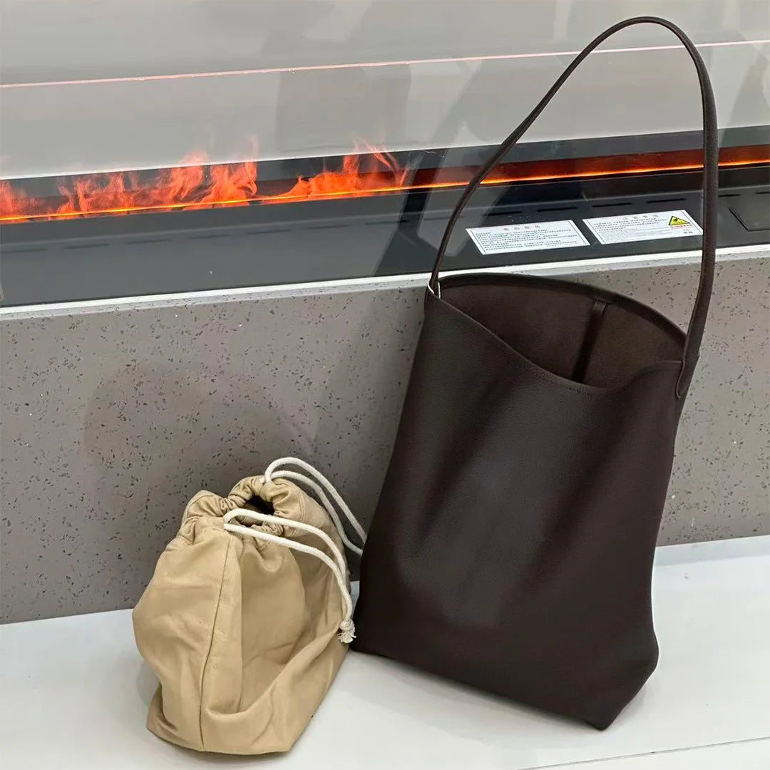 MENDY Bucket Bag Large Women's Bag Tote Bag Shoulder Bag Luxury Designer Genuine Leather Handbag Japanese Popular Bag Soft Row