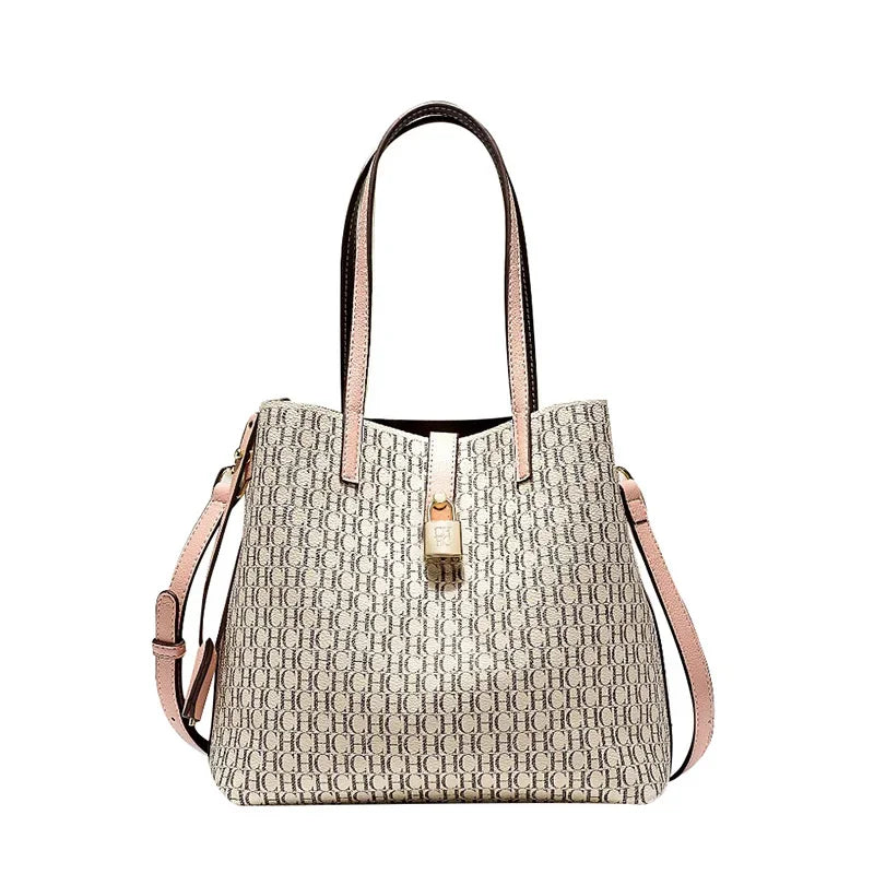 CH Women's Large Capacity Handbag Daily Commuting High-end Versatile PU Material Letter Printed Design Women's Crossbody Bag