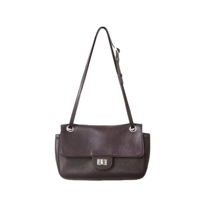 2026 Brand Designer Flap Lock Shoulder Bags Women Genuine Leather Large Capacity Lady Tote Bag INS Fashion Commute Messenger Bag