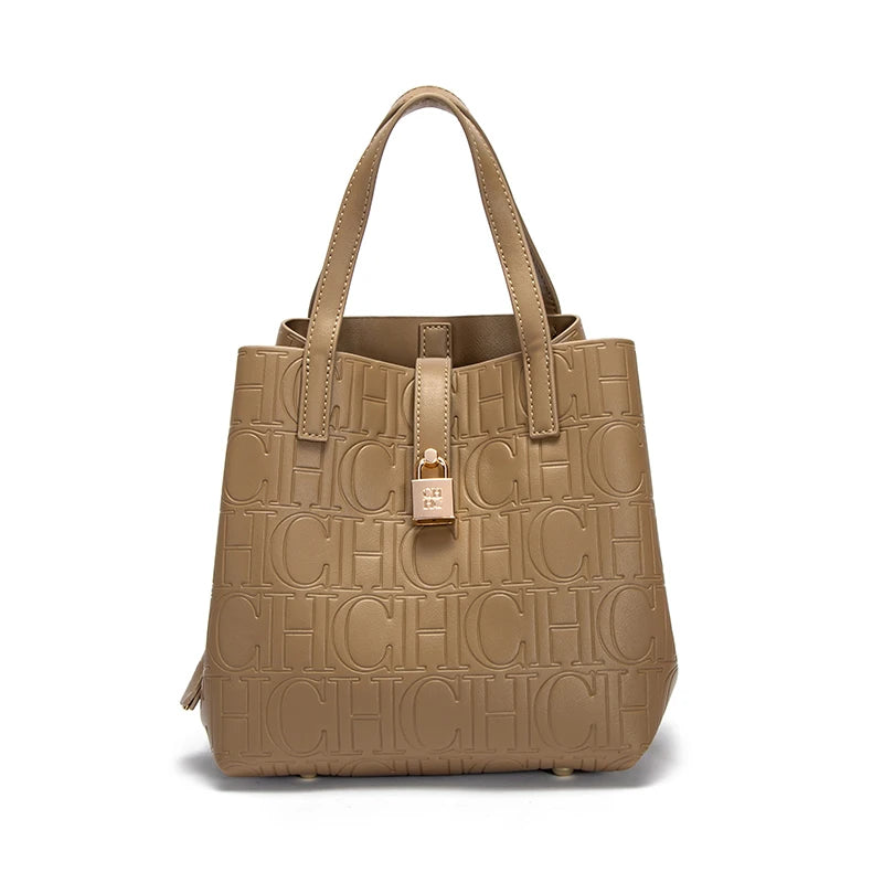 Classic Simple Solid Color Women's New 2024 Large Capacity Handbag Letter Element Women's Handbag