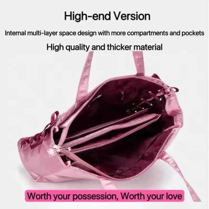 Japanese Sweet Women Ribbon Ita Bag Cute Lolita Girl Transparent Handbags Fashion Large Capacity Tote Bag Aesthetic Shoulder Bag.