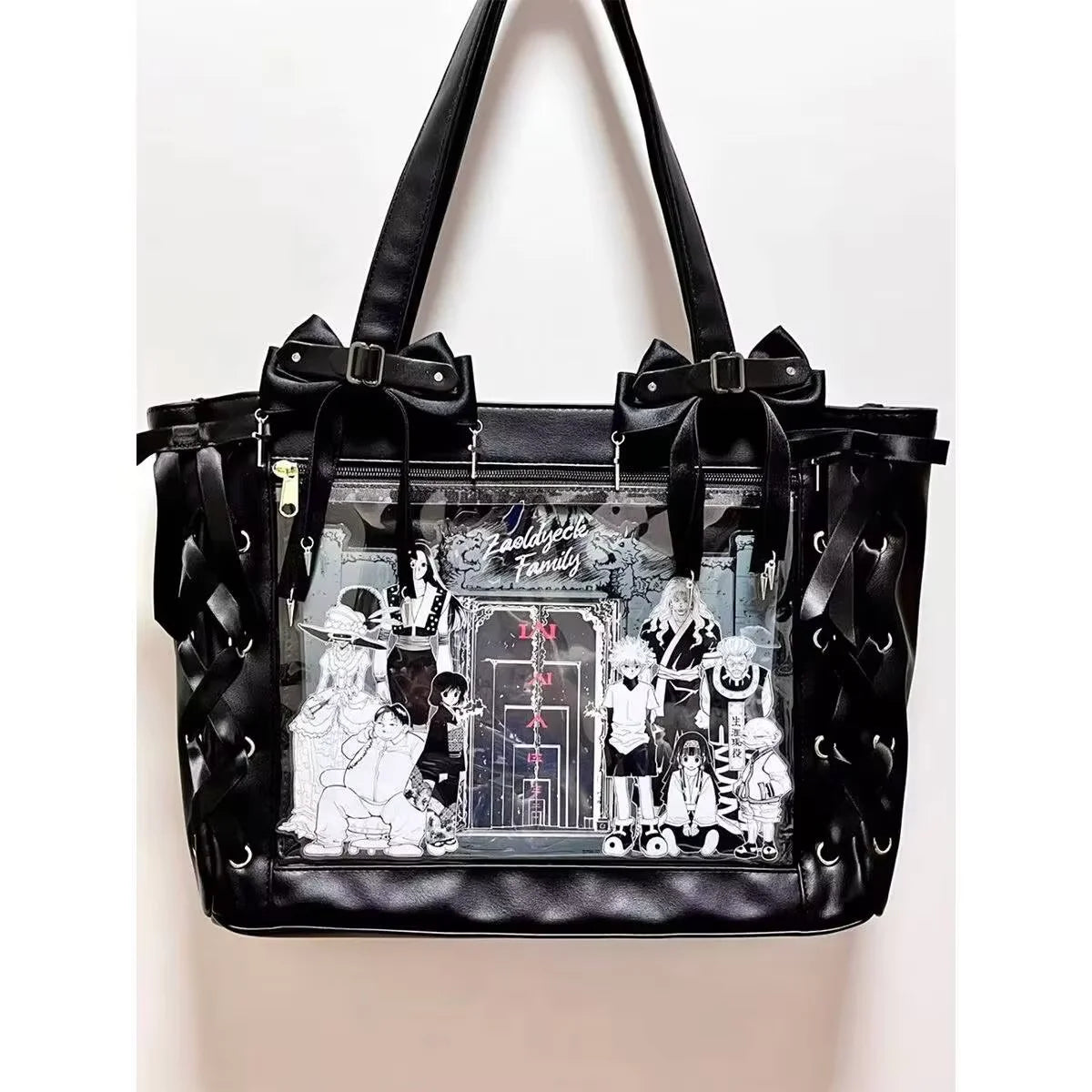 Japanese Sweet Women Ribbon Ita Bag Cute Lolita Girl Transparent Handbags Fashion Large Capacity Tote Bag Aesthetic Shoulder Bag.