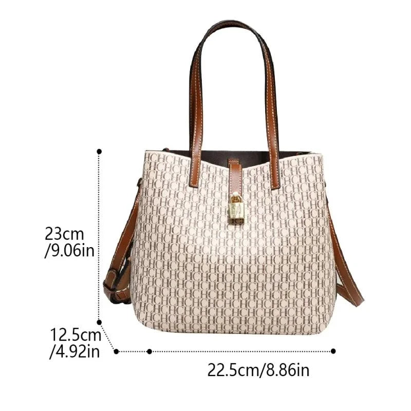 CH Women's Large Capacity Handbag Daily Commuting High-end Versatile PU Material Letter Printed Design Women's Crossbody Bag