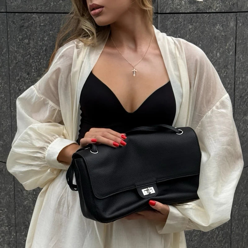 Women's Luxury Leather Handbag Large Capacity Soft Wear-Resistant Trendy Travel Bag High-End Texture Simple Design