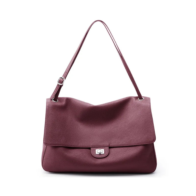 Women's Luxury Leather Handbag Large Capacity Soft Wear-Resistant Trendy Travel Bag High-End Texture Simple Design