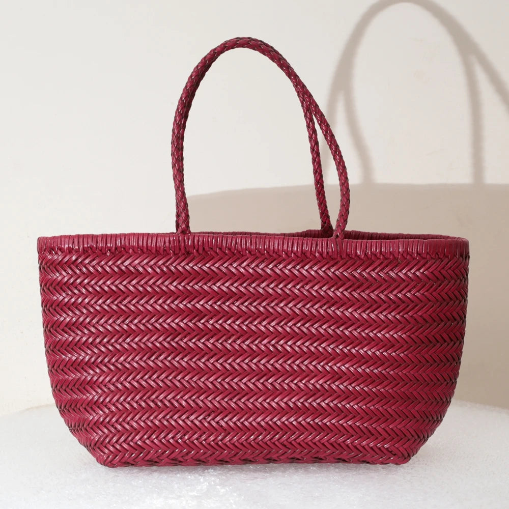 Handbags Women's Genuine Leather Shoulder Bag Weaving Casual Shopping Bag Vintage Big Tote Purse Cowhide Cross Hand Bags Lady