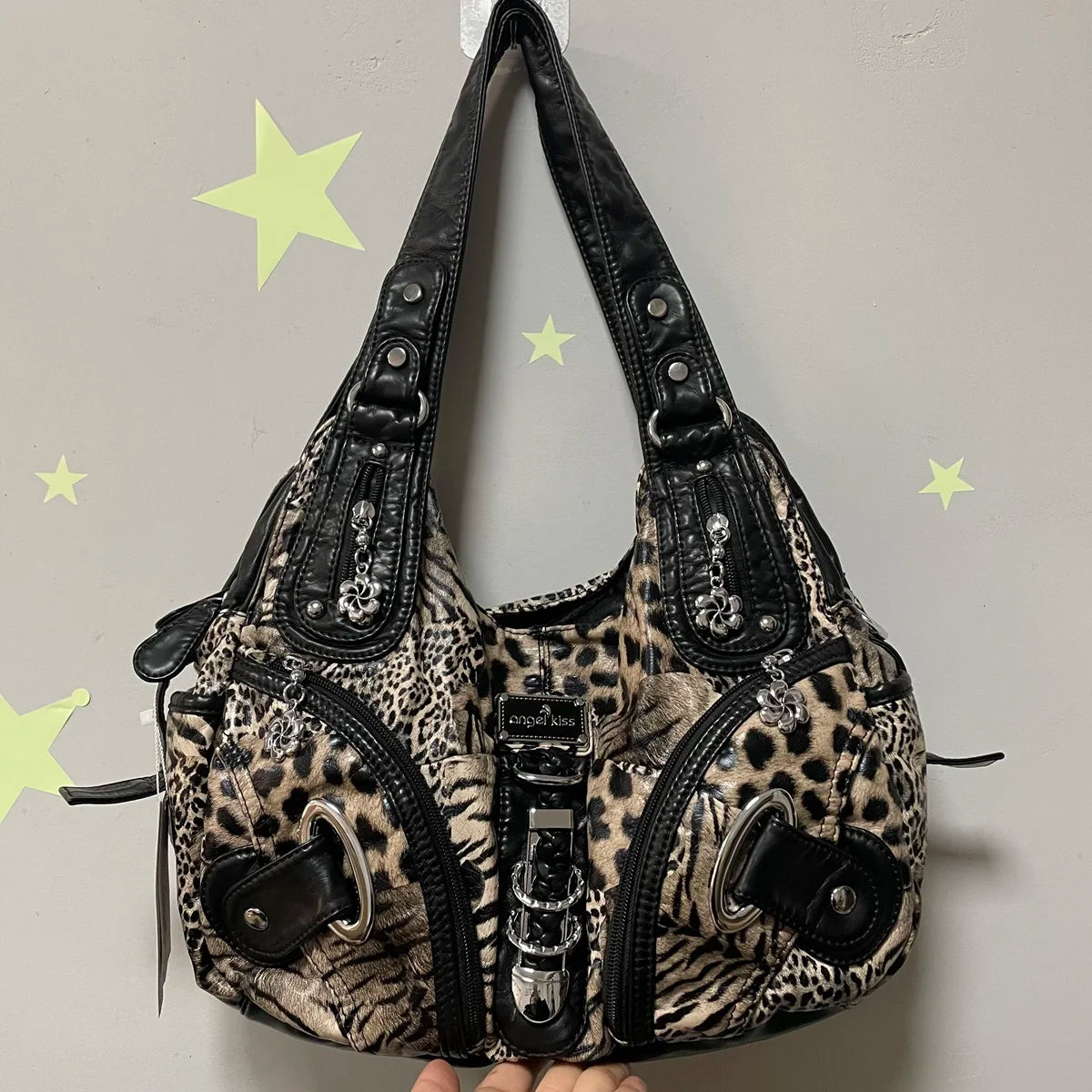 Women Handbags Leopard Bag Top-handle Handbag Fashion Satchel Dumpling Pack Shoulder Bag Tote Bag Hobos Large Purse
