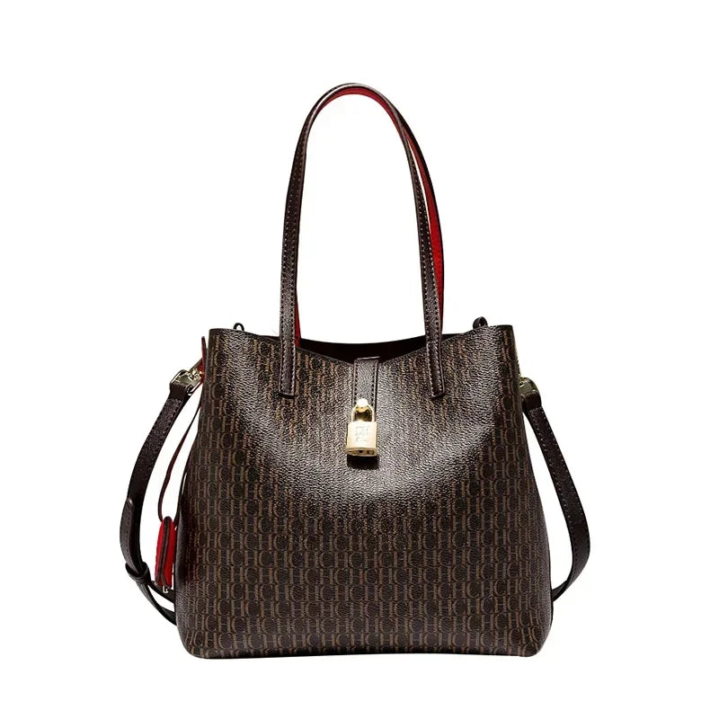 CH Women's Large Capacity Handbag Daily Commuting High-end Versatile PU Material Letter Printed Design Women's Crossbody Bag